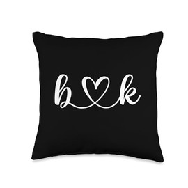 Boyfriend and Girlfriend Shirts for Valentines Day B Love K Bride Boyfriend & Girlfriend B K Letter Throw Pillow, 16x16, Multicolor