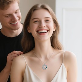 NIFUNAO Letter M Necklace for Women 925 Sterling Silver Blue Crystal Pendant Necklace Star Letter M Jewelry Gifts