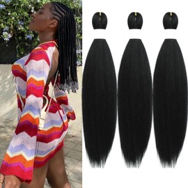 UPruyo Kids Short 1b Black Braiding Hair Pre Stretched Prestretched Braiding Hair 18 inch Synthetic Hair Extensions for Braiding Box Braids Long Yaki Knotless Braiding Hair for Kids Girls