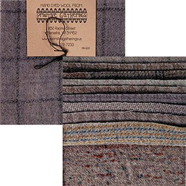 Primitive Gatherings Hand Dyed Wool Cement Charm Pack 10 5-inch Squares Moda Fabrics PRI 6021