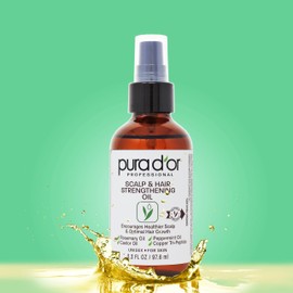 PURA D'OR PURA D'OR 3.3 Oz Scalp & Hair Strengthening Oil - Supports Optimal Growth, Reduce Breakage, Nourish Roots for Healthier, Fuller, Thicker Hair - Rosemary, Castor & Peppermint Oil for Stronger Strands