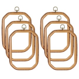 Cross Stitch Hoops Set, 6 Pcs 10 x 7 inch Embroidery Hoop Frame Set, Resin Decorative Embroidery Hoop, Imitated Wood Decorative for DIY Art Sewing and Hanging Ornaments