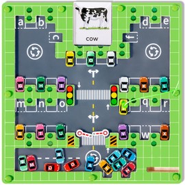 Chunnin Magnetic Alphabet Maze Car Alphabet Learning Toys Magnetic Alphabet Maze Board Letter Puzzle for 3+ Year Old Wooden Montessori Learning Letter Travel Toys for Boys Girls Toddlers