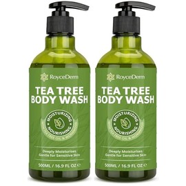 RoyceDerm Tea Tree Body Wash, Antibacterial Tinea Versicolor Body Wash Acne Body Care Cleansing Eczema Skin Care Soap Daily:_2 bottle bodywash