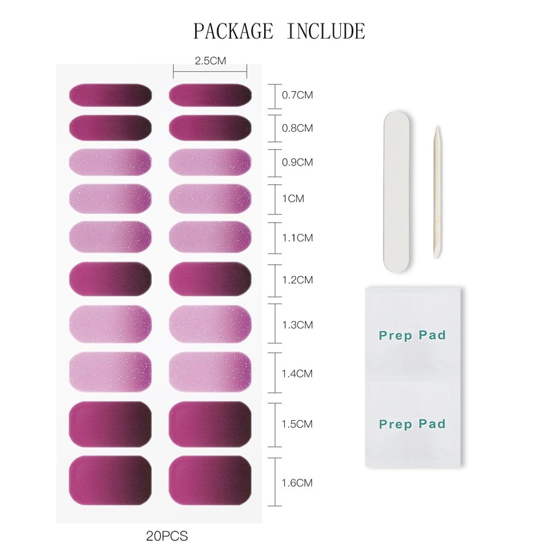 JMEOWIO Semi Cured Gel Strips Nail Art Sticker Wrap Glitter