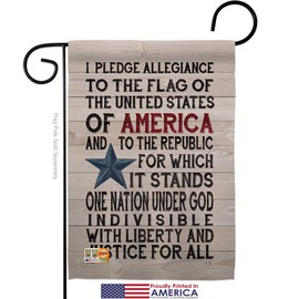 Breeze Decor Star and Stripes Pledge of Allegiance Garden Flag Patriotic Patriotism Independence Memorial United State American Small Decorative Gift Yard House Banner Made in USA 13 X 18.5