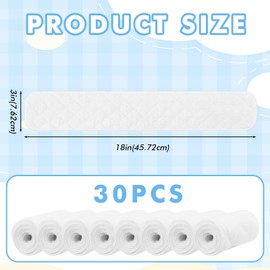 LEKEFETO 30 Pads Against Sweat 18 x 3 Inches, Bra Sweat Insert, 3-Layer Washable Rectangular Cotton Underbust Band Women, Cotton Bra Inserts Women's Rectangular Reusable, White