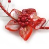 Avalaya Red Sea Shell Flower Flex Cotton Wire Choker Necklace/Adjustable