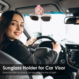 KEVANCHO Magnetic Sunglass Holder for Car Visor Clip 2 PCS, Leather Car Glasses Holder, Visor Accessories Eyeglasses Holder Glasses Storage Case (19-Pink)