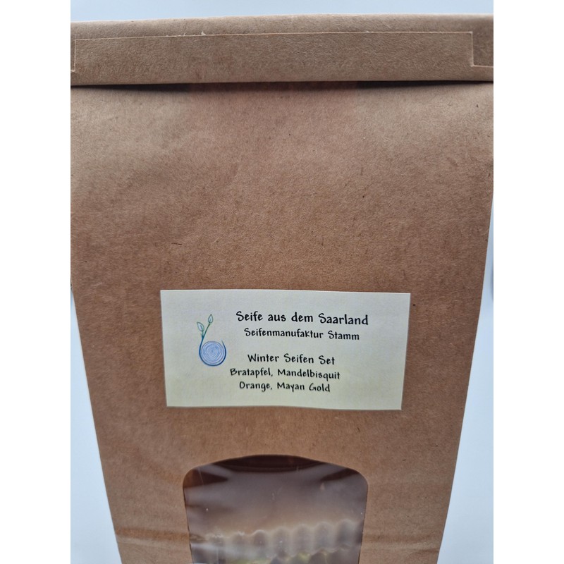 Winter Seifen, 4 er Set, Bratapfel, Mandelbisquit, Orange, Mayan Gold