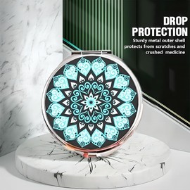 PLABBDPL Waterproof Pill Box, Pack of 2, Round Metal Pill Box, Small Pill Box for Travel, Small Pill Box with Mirrored Vitamin Pill Organiser for Everyday Use and Travel