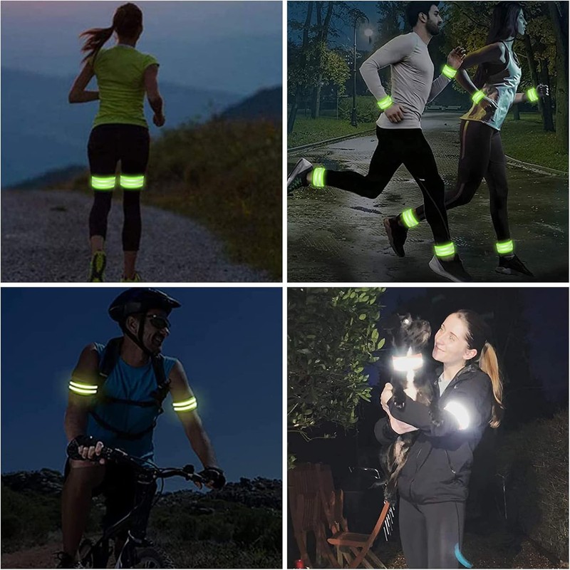 2 PCS High Visibility Armbands, Reflective Wristband, Elasticated Ankle Bands