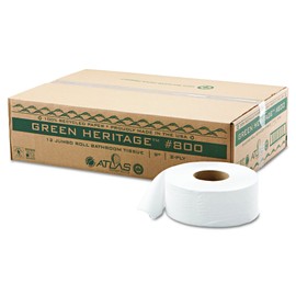 Green Haritage 800 9" Diameter x 3.42" Width, 2-Ply Jumbo Roll Bathroom Tissue (Case of 12)