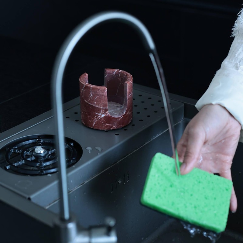 JIMEI Travertine Marble Sponge Holder for Kitchen Counter - Natural
