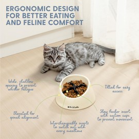The Cat Ladies Slow Feeder - Healthy Feeding Bowl with Two Silicone Inserts - Help Pets Eat Slower - Control Eating Pace for Better Digestion - Feed Bowls Set for Dogs or Cats