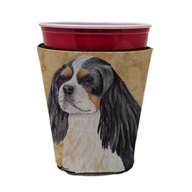 Caroline's Treasures SC9120RSC Cavalier Spaniel Red Cup Hugger Cup Cooler Sleeve Hugger Machine Washable Drink Sleeve Hugger Collapsible Insulator Beverage Insulated Holder