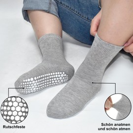 DECOVICI Non-Slip Yoga Socks for Women, 6 Pairs, ABS Stopper Pilates Women's Socks 35-39, Non-Slip Socks with Nubs, Barre Ballet Dance Trampoline Socks, 01 Black*2+White*2+Grey*2