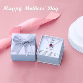 Qings Women's Birthstone Pendant Necklace: 925 Sterling Silver Birthstone Necklace Adjustable Chain with Sparkling Gemstone Cubic Zirconia, Fashion Birthstone Jewellery Birthday Gifts for Girls,