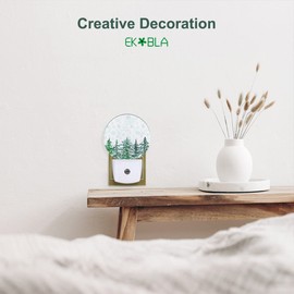 EKOBLA Winter Pine Trees Woodland Night Light Snow Falling Snowflakes Green Woods Night Lamp Auto Sensor LED for Men Women Boys Girls Christmas Holiday Gift