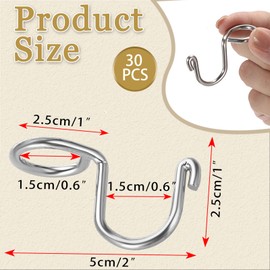 Kokone 30 Pack Metal Clothes Hanger Connector Hooks, Hanger Extender for Clothes, Min Hanger Extender Hooks for Velvet Wooden Hangers, Closet Space Saving Hanger Extender Clips Cascading Hooks, Silver