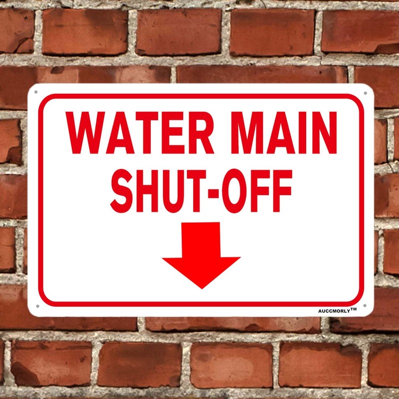 AUCCMORLY 8"x12" Aluminum Sign, Water Main Shut-Off Sign, Metal Sign