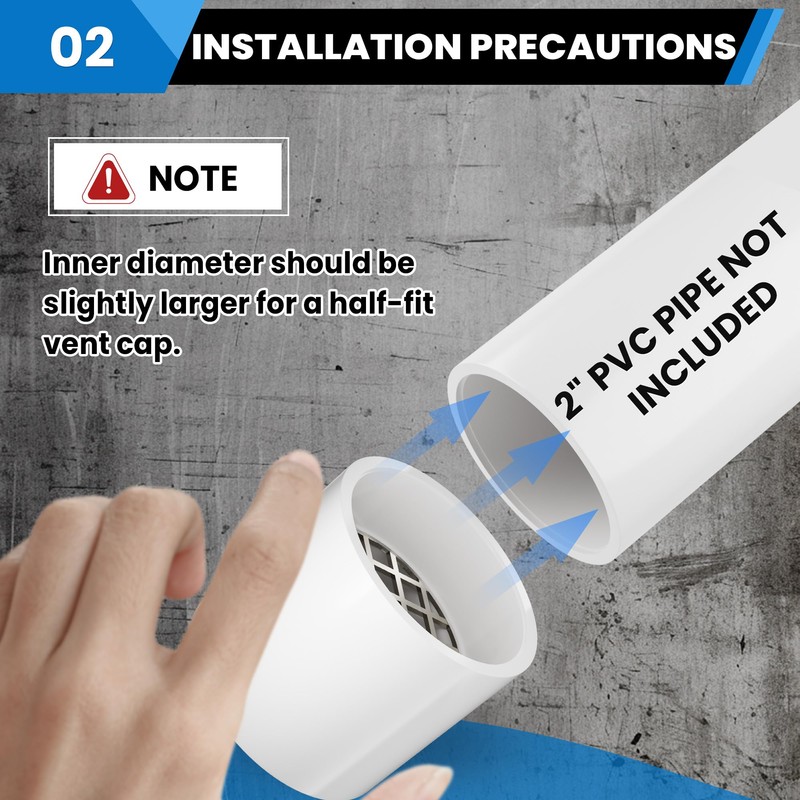 PVC Vent Cap for 2" Schedule 40 Pipe, Stainless Steel