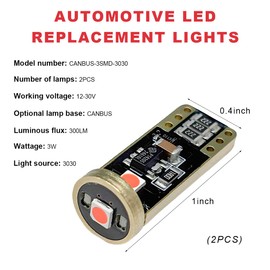 ZNDAW 2 PCS 194 LED Bulb, Super Bright T10 168 2825 W5W Dome Map Door Courtesy LED Light Bulbs, Interior Error Free 6000K 3030 Chips Bulb Replacement for License Plate Lights (Red)