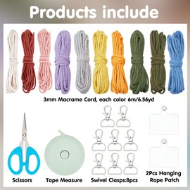 PLIGREAT 6 Sets Macrame Wrist Keychain kit Handmade Colorful Macrame Lanyard with Instruction for Phone Key Handbags Purse Decor Women Phone Wrist Strap Adult DIY Craft