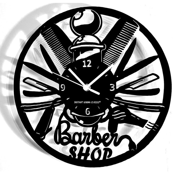 Instant Karma Clocks Barber Shop Hairdressing Salon Wall Clock Gift Idea Beauty Salon Wooden Black 30 x 30 cm