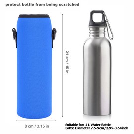 SOONHUA Water Bottle Carry Bag, Thermal Water Bottle Case, Outdoor Sports Water Bottle Holder, Scald-Proof Sleeve with Adjustable Strap, blue, Modern