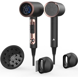 FUNTIN Professional 1800W Hair Dryer Ionic Thick Curly Hair Diffuser Brush 4C Black