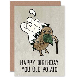 CARD GREETING HAPPY BIRTHDAY OLD POTATO CARTOON
