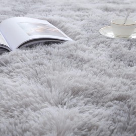lekeplus Rugs Living Room Large Rugs Bedroom Anti Skid Rug Shaggy Soft Rug for Living Room Bedroom Play Area Kids Room Luxury Decorative(Light grey 80x160cm)