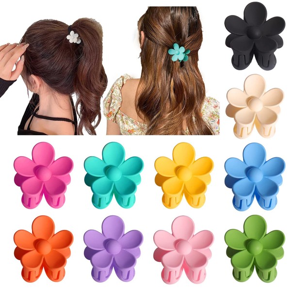 WOOXDYUK Pack of 10 Small Flower Hair Clips for Women, Girls and Kids - Non-Slip Hair Accessories for Thin/Medium Hair (10 Colors)