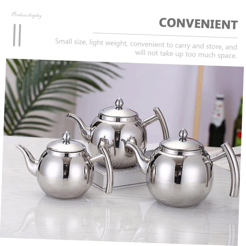 COLLBATH Stainless Steel Teapot with Strainer Compact Tea Kettle for