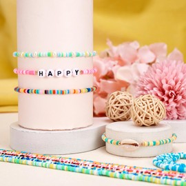 Bestewelry 15 Strands 3mm Polymer Clay Beads Flat Round Disc Heishi Beads for DIY Hawaiian Bracelet Earring Necklace Jewellery Making