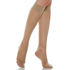 Alpha Medical 15-20 mmHg Compression Knee High Stockings, Graduated Compression & Support Hosiery (Size 2 Nude)