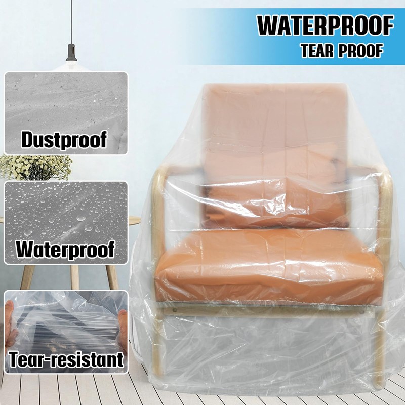 Aoblok Plastic Furniture Covers, Chair Covers for Movable Storage, Waterproof,