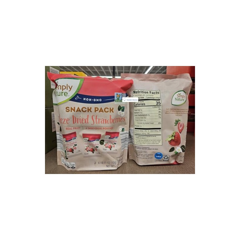 Generic Simply Nature NON-GMO Snack Pack Freeze Dried Strawberries 6