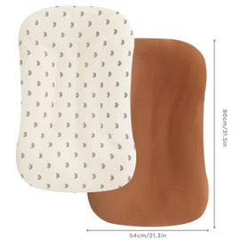 UBBCARE 2 Packs Muslin Baby Lounger Cover, Baby Nest Sleeper Cover for Baby Boys and Girls, Washable Slipcover Fit Infant Lounger, Organic Lounger Cover for Newborn - Rainbow&Brown