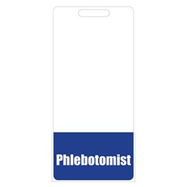 Phlebotomist Badge Buddy (Blue) - Vertical Heavy Duty Badge Tags for Phlebotomy Technician - Double Sided Badge Identification Card