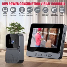 Smart Doorbell Chime w/ Visual Display Screen Safe for Kid Living Alone at Home