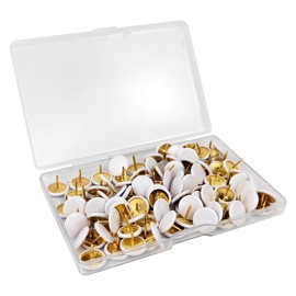 100 PCS White 0.39 inches Round-Head Push pins for, School, Home, Office Map, Photo Wall, and Cork Board, Reuse (100, White)