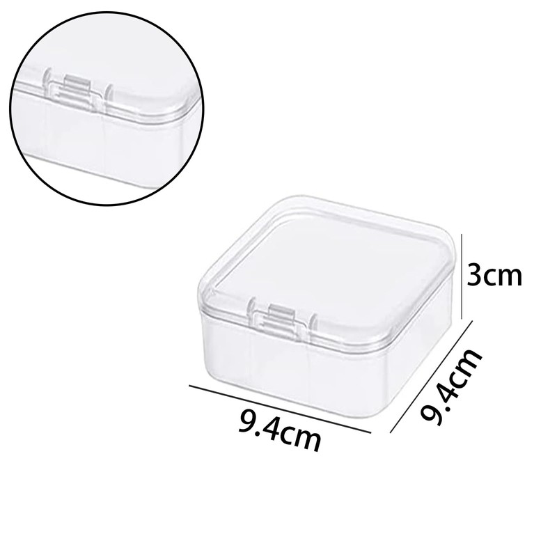 Leliafleury 9.4x9.4x3cm Transparent Plastic Organizer, 5Pcs Empty Mini Square Storage