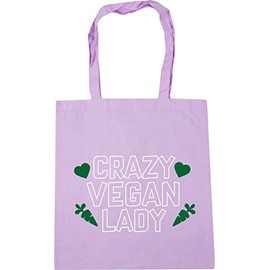 Hippowarehouse Crazy vegan lady Tote Shopping Gym Beach Bag 42cm x38cm, 10 litres