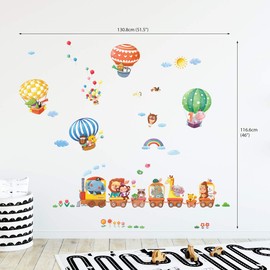 DECOWALL DS-8006P8024 Animal Train and Hot Air Balloons Kids Wall Stickers Wall Decals Peel and Stick Removable Wall Stickers for Kids Nursery Bedroom Living Room (Small) décor