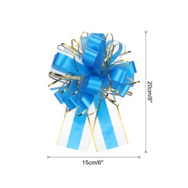 MECCANIXITY 5pcs 6 Inch Large Big Pull Bow with Gold Edge, Organza Car Gift Wrapping Bows Ribbon for Wedding Car Baskets Presents Christmas Bow, Light Blue