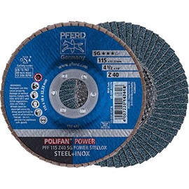 PFERD 62176 4-1/2" x 7/8" POLIFAN Flap Disc - Flat SG, Zirconia, 40 Grit (10 Pack)