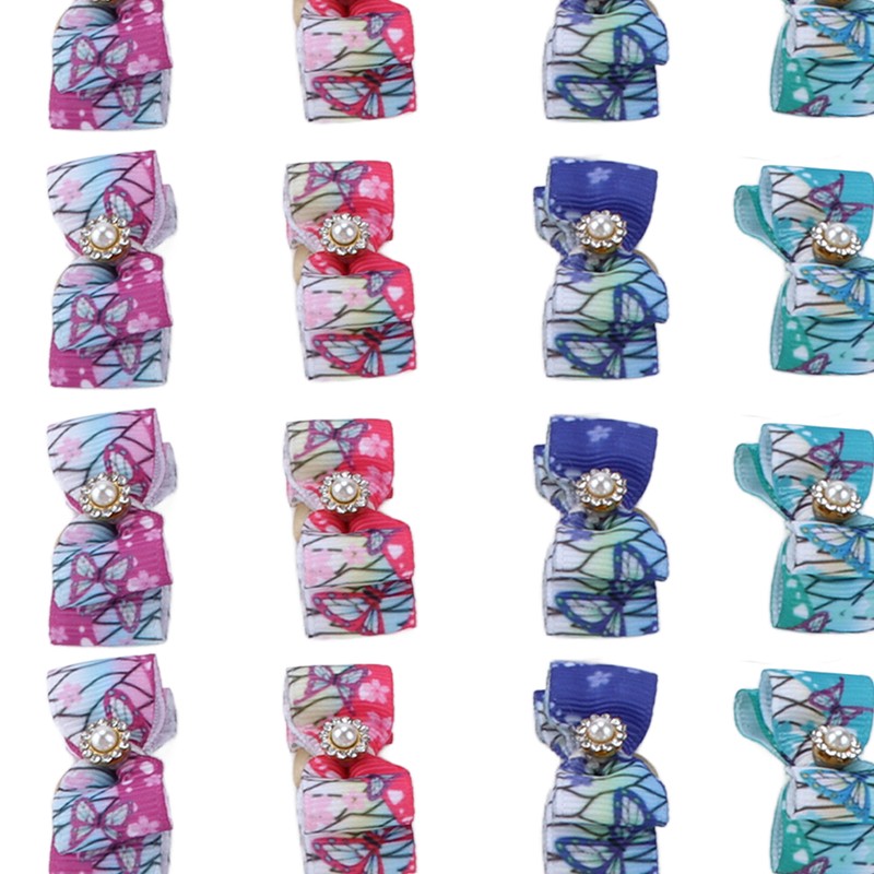 22pcs Pet Bowknot Rubber Bands Cute Colorful Dog Grooming Hair