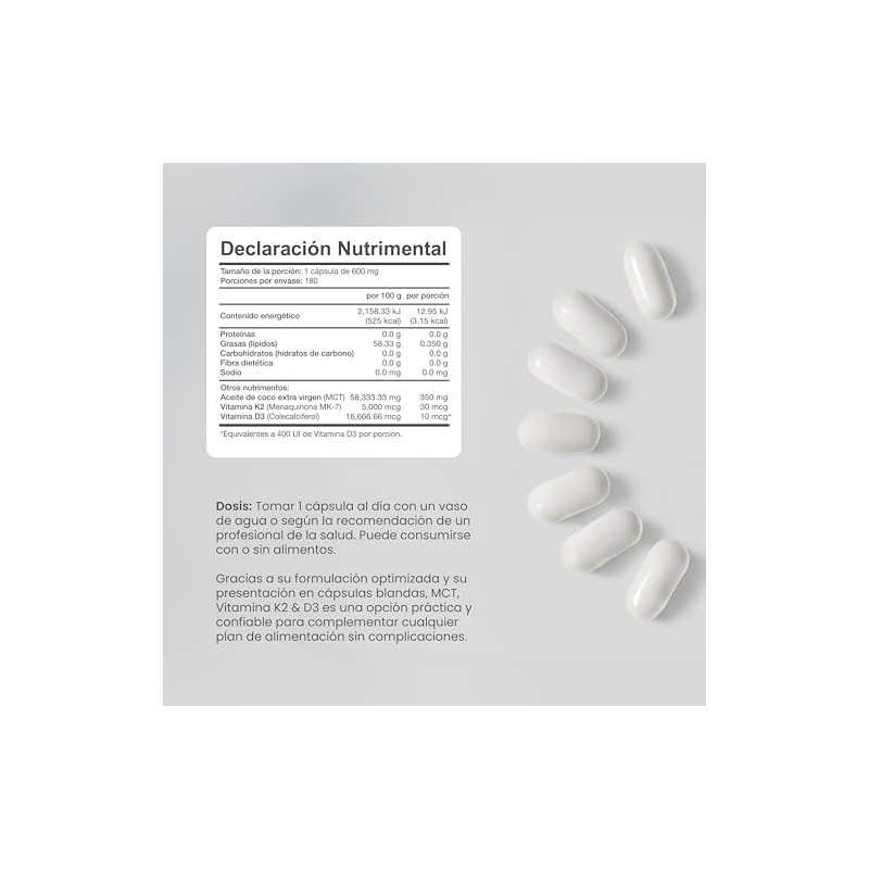 Entera | Vitamina D3 + K2 con MCT | Fórmula